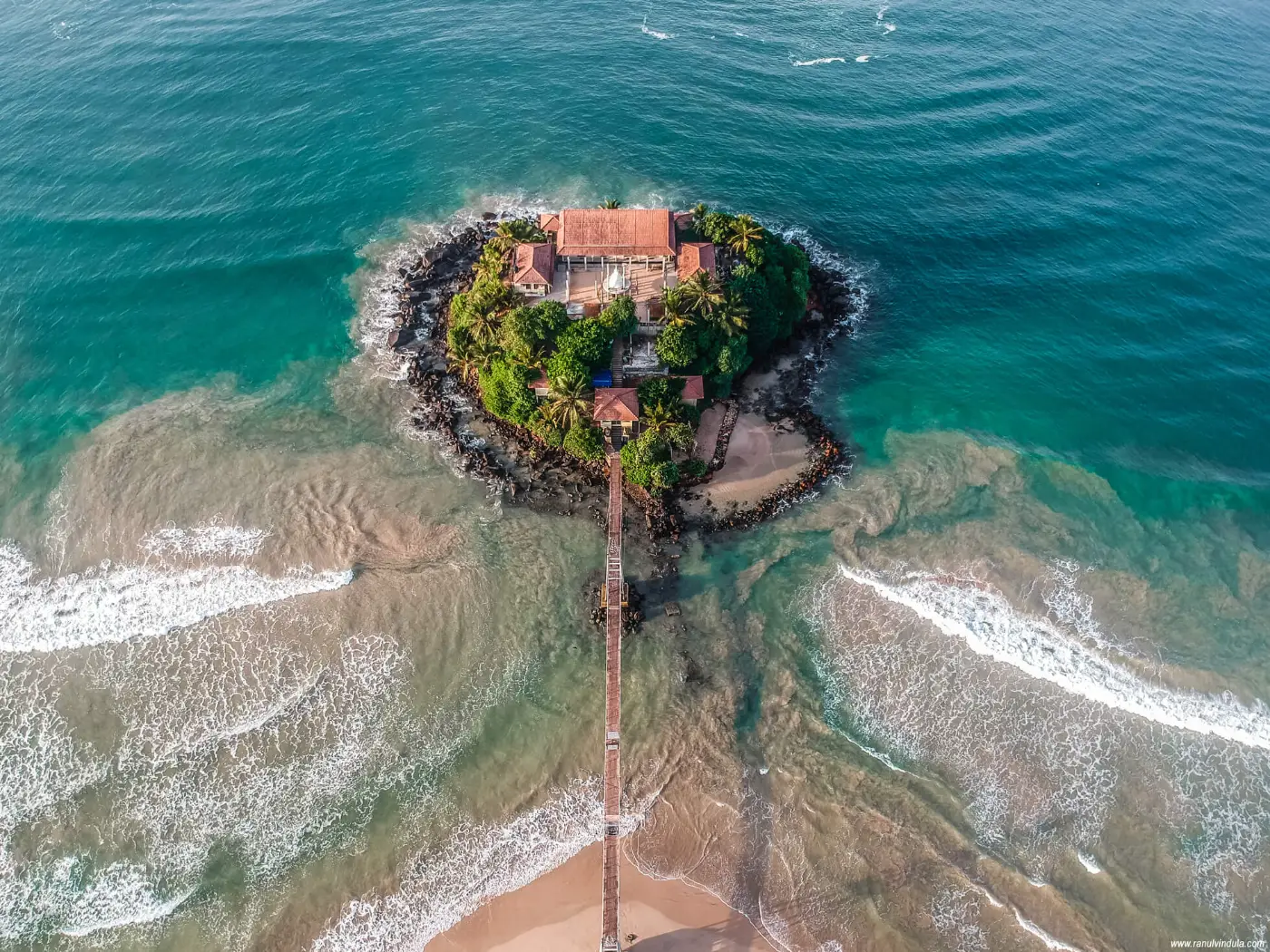Paravi Duwa temple, Sri Lanka — aerial drone photography